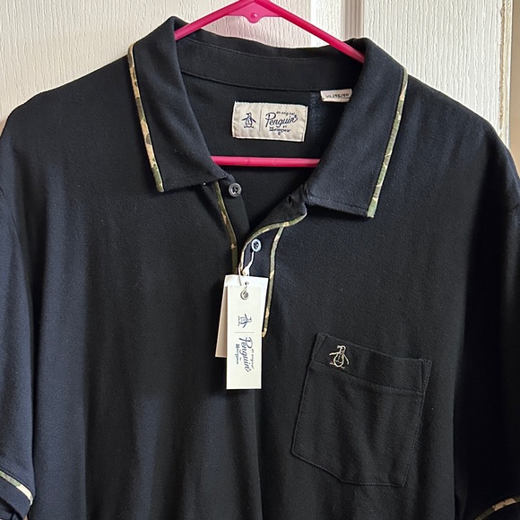 Original Penguin Black Polo with Camouflage Trim - Picture 1 of 7